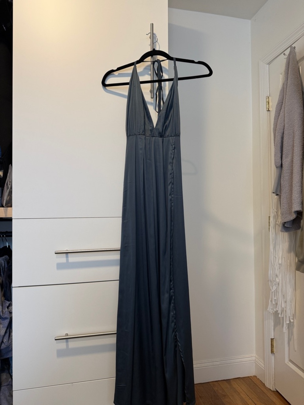 White Fox Boutique Slate Blue Halter Maxi Dress